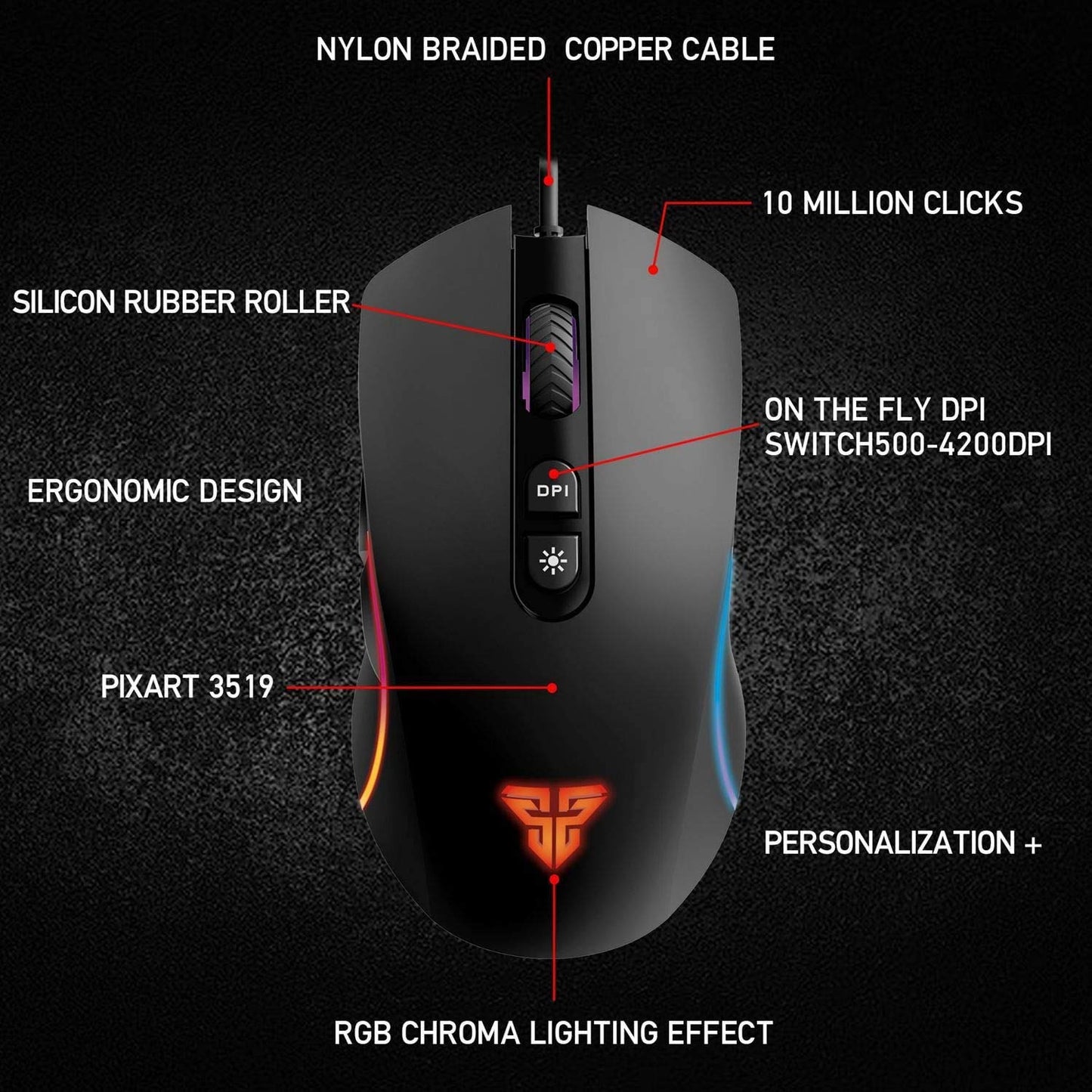 MOUSE ALAMBRICO FANTECH X16 THOR II