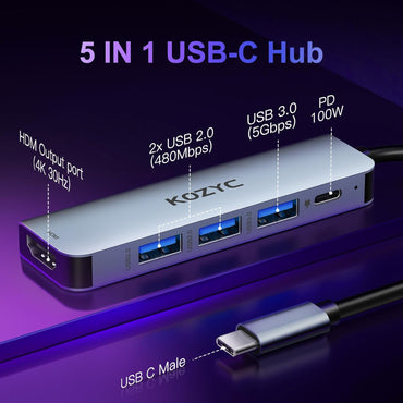 HUB USB-C KOZYC 5 EN 1