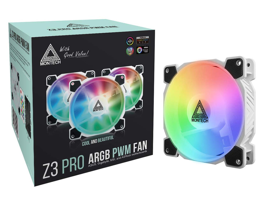 Kit 3 Ventiladores Montech Z3 Pro ARGB Blanco