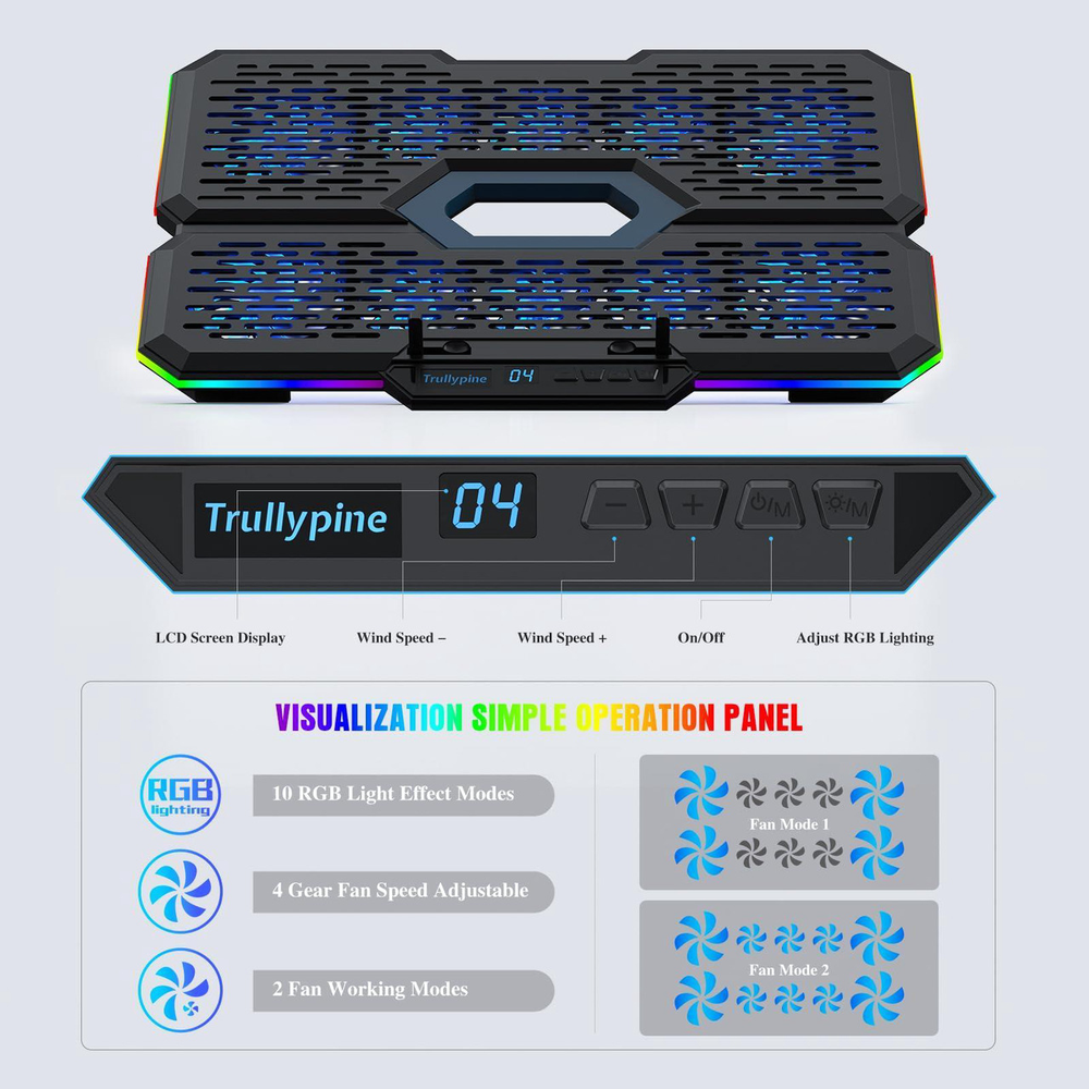 Trullypine Base Enfriadora RGB 10 Ventiladores