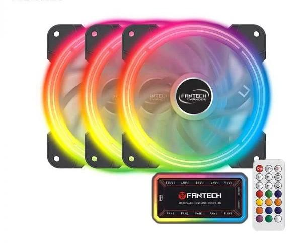 Kit 3 Ventiladores Fantech FB-302 Typhoon RGB