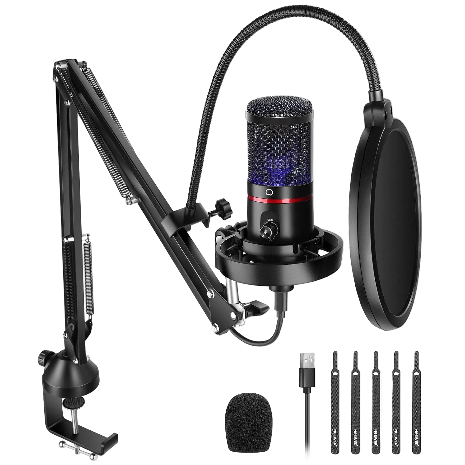 Micrófono USB Neewer CM200 RGB Kit 4 en 1