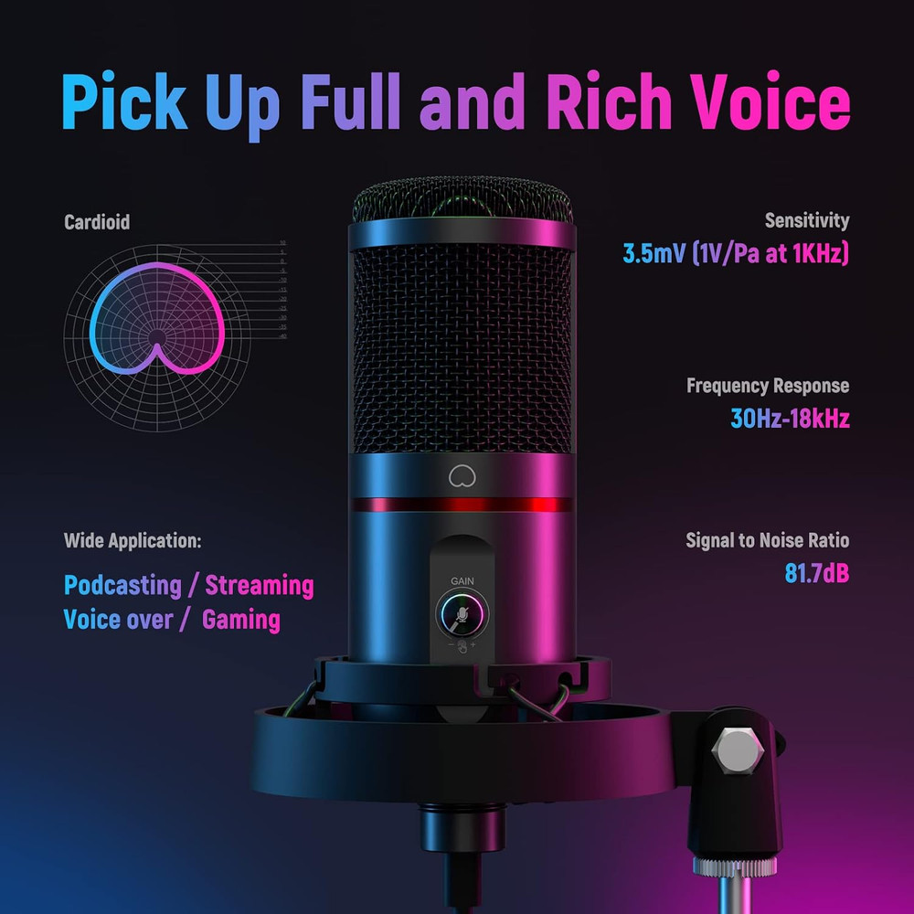 Micrófono USB Neewer CM200 RGB Kit 4 en 1